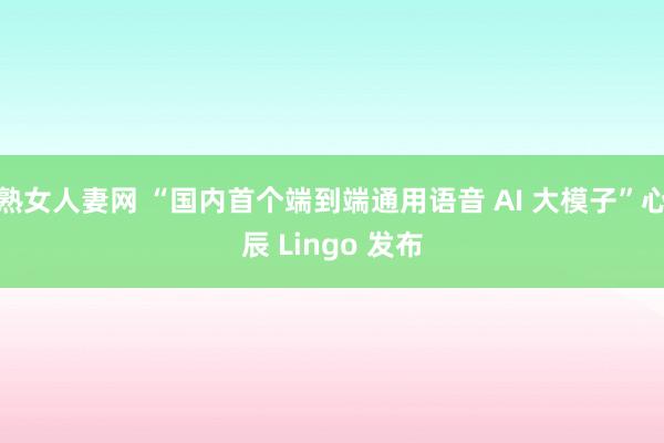 熟女人妻网 “国内首个端到端通用语音 AI 大模子”心辰 Lingo 发布