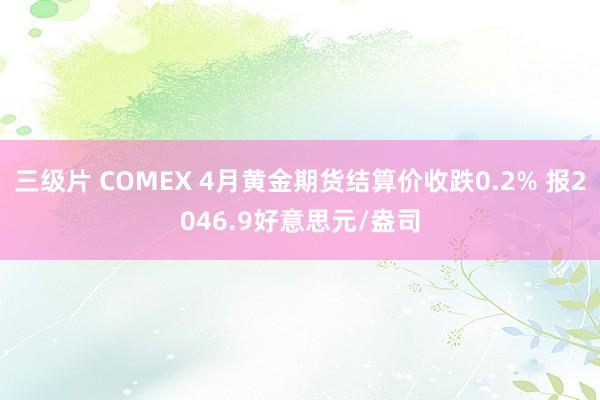 三级片 COMEX 4月黄金期货结算价收跌0.2% 报2046.9好意思元/盎司