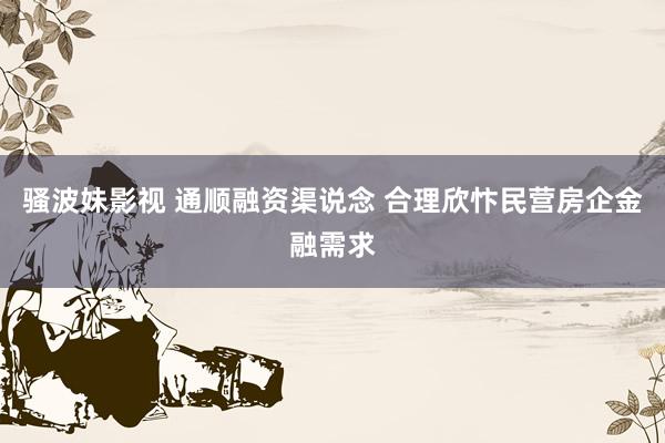 骚波妹影视 通顺融资渠说念 合理欣忭民营房企金融需求