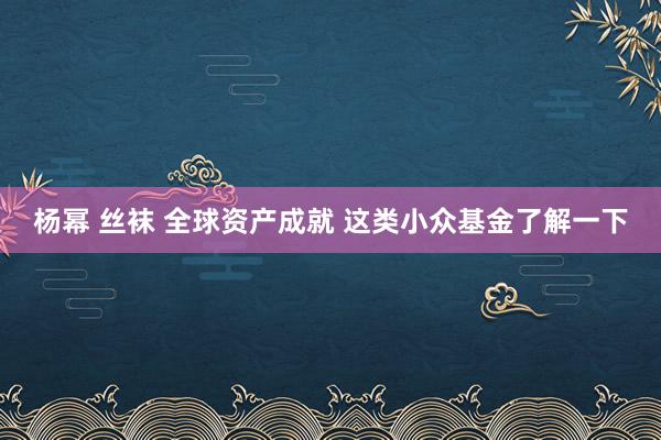 杨幂 丝袜 全球资产成就 这类小众基金了解一下