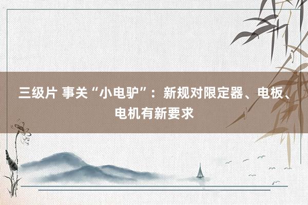 三级片 事关“小电驴”：新规对限定器、电板、电机有新要求