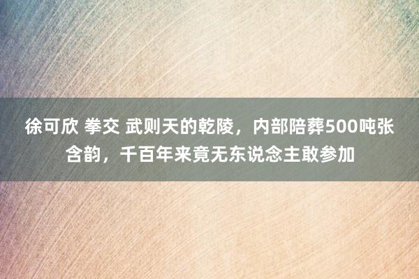 徐可欣 拳交 武则天的乾陵，内部陪葬500吨张含韵，千百年来竟无东说念主敢参加