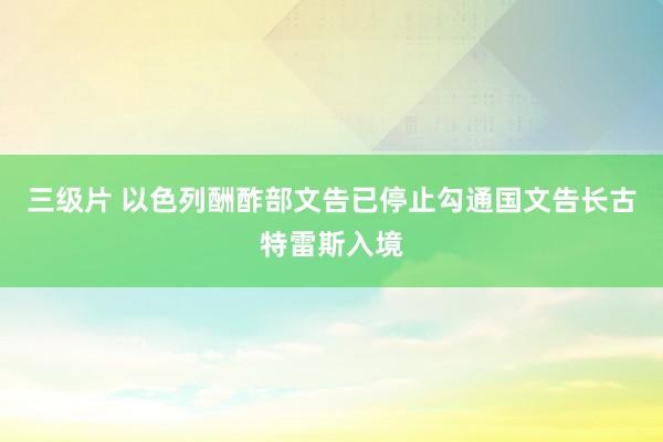 三级片 以色列酬酢部文告已停止勾通国文告长古特雷斯入境