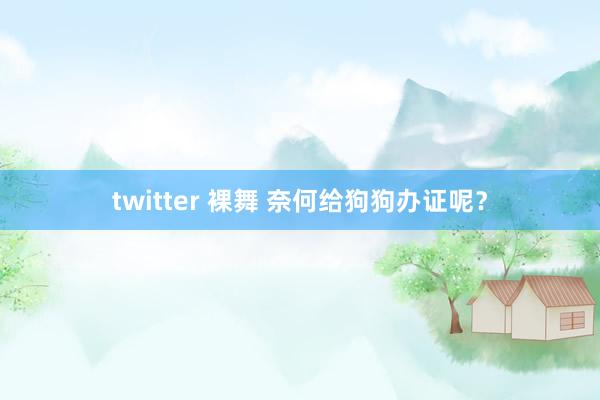 twitter 裸舞 奈何给狗狗办证呢？