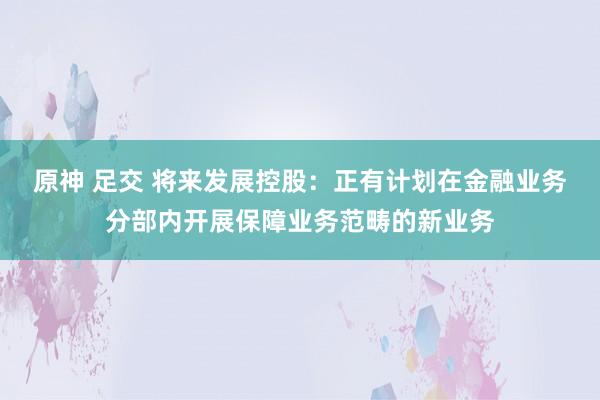 原神 足交 将来发展控股：正有计划在金融业务分部内开展保障业务范畴的新业务