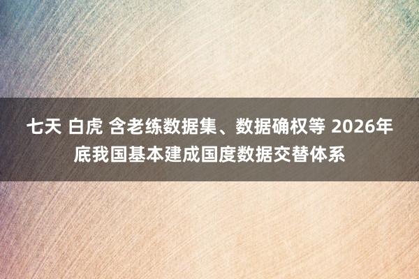 七天 白虎 含老练数据集、数据确权等 2026年底我国基本建成国度数据交替体系