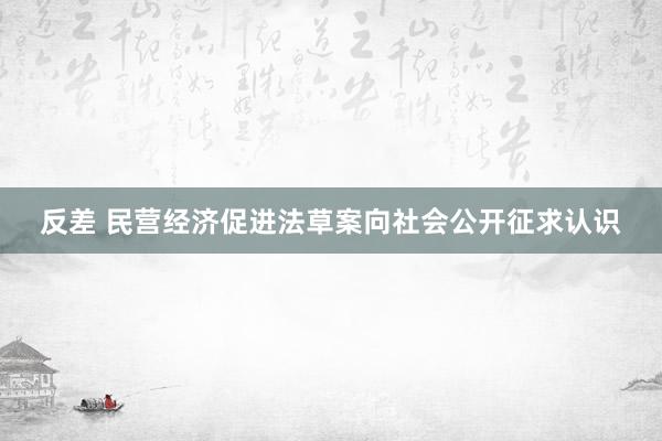 反差 民营经济促进法草案向社会公开征求认识