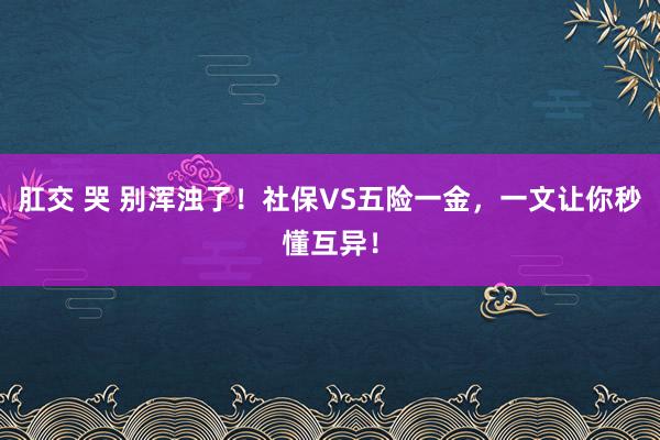 肛交 哭 别浑浊了！社保VS五险一金，一文让你秒懂互异！