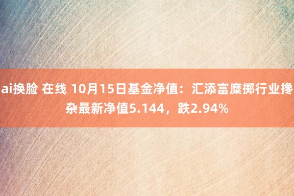 ai换脸 在线 10月15日基金净值：汇添富糜掷行业搀杂最新净值5.144，跌2.94%