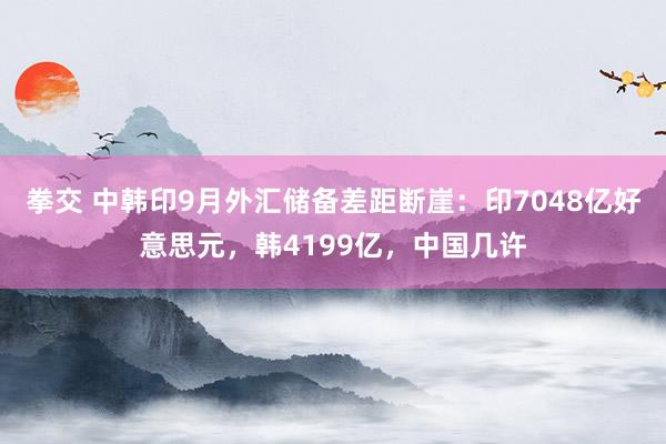 拳交 中韩印9月外汇储备差距断崖：印7048亿好意思元，韩4199亿，中国几许