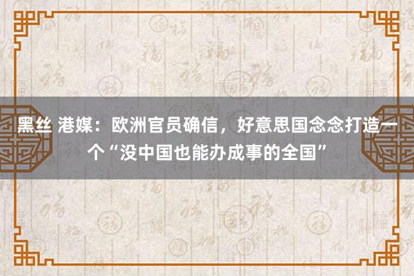 黑丝 港媒：欧洲官员确信，好意思国念念打造一个“没中国也能办成事的全国”