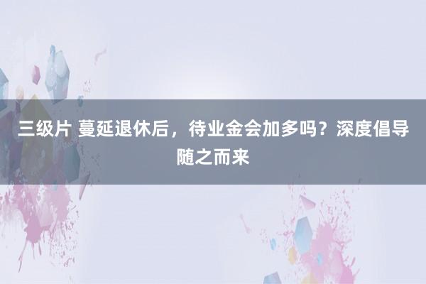 三级片 蔓延退休后，待业金会加多吗？深度倡导随之而来