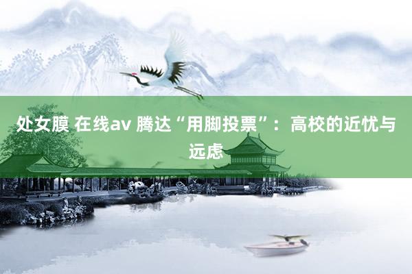 处女膜 在线av 腾达“用脚投票”：高校的近忧与远虑