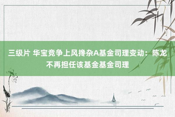 三级片 华宝竞争上风搀杂A基金司理变动：陈龙不再担任该基金基金司理