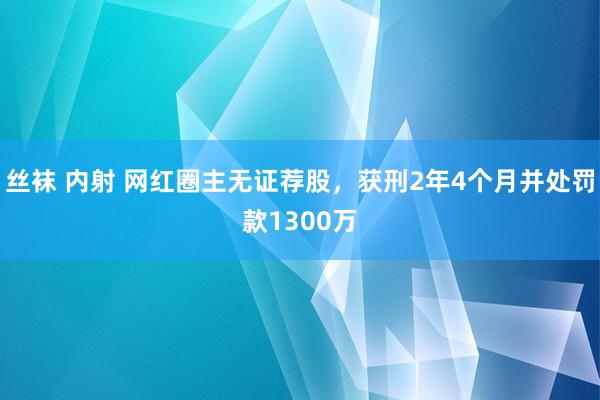 丝袜 内射 网红圈主无证荐股，获刑2年4个月并处罚款1300万