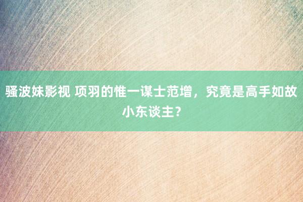 骚波妹影视 项羽的惟一谋士范增，究竟是高手如故小东谈主？