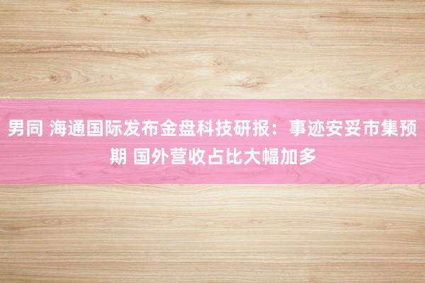 男同 海通国际发布金盘科技研报：事迹安妥市集预期 国外营收占比大幅加多