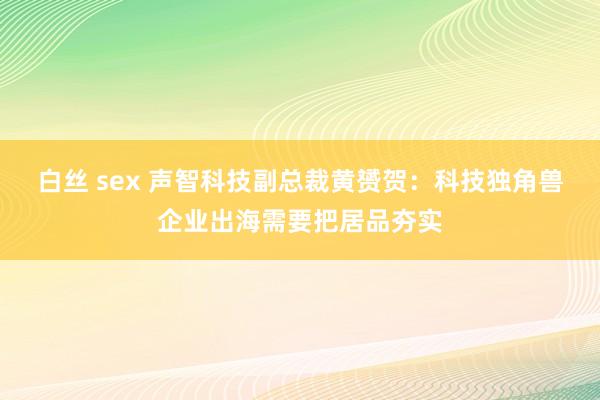 白丝 sex 声智科技副总裁黄赟贺：科技独角兽企业出海需要把居品夯实