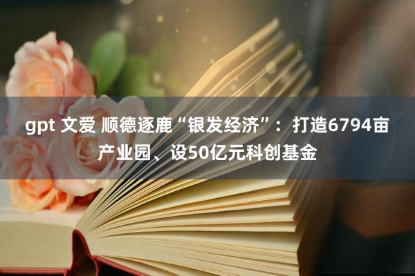 gpt 文爱 顺德逐鹿“银发经济”：打造6794亩产业园、设50亿元科创基金