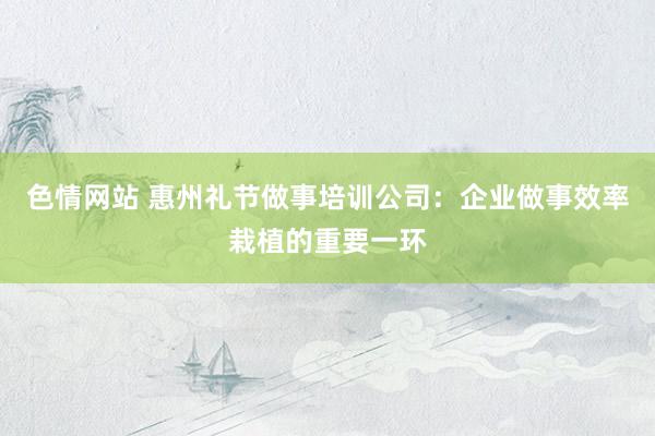 色情网站 惠州礼节做事培训公司：企业做事效率栽植的重要一环