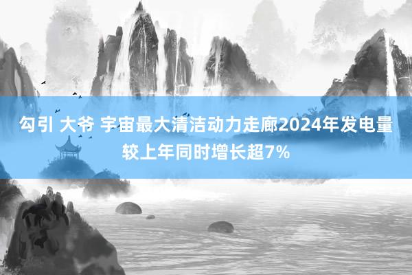 勾引 大爷 宇宙最大清洁动力走廊2024年发电量较上年同时增长超7%