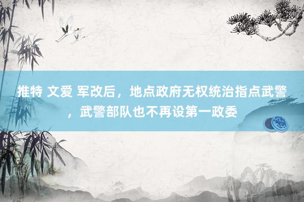 推特 文爱 军改后，地点政府无权统治指点武警，武警部队也不再设第一政委